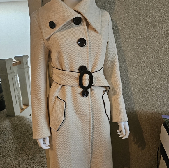 Soia & Kyo cream heavy belted wool coat size small - Picture 4 of 12